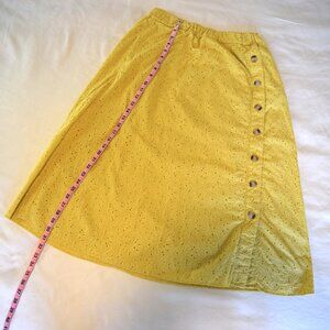 Madewell Yellow Floral A-Line Skirt with Buttons